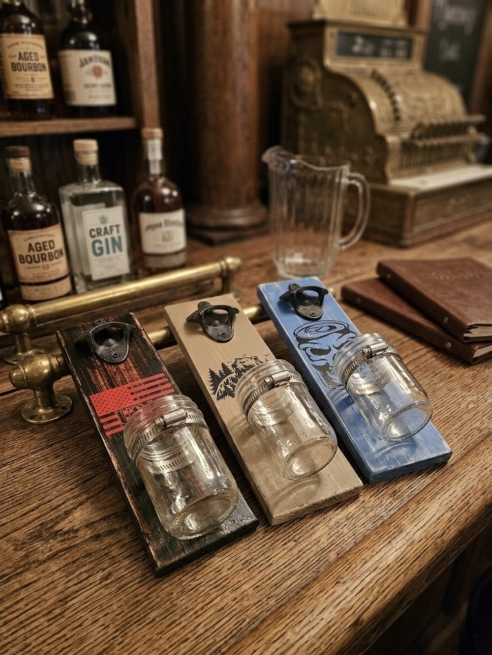 Rustic Mason Jar Bottle Opener - Tan Outdoor Scene
